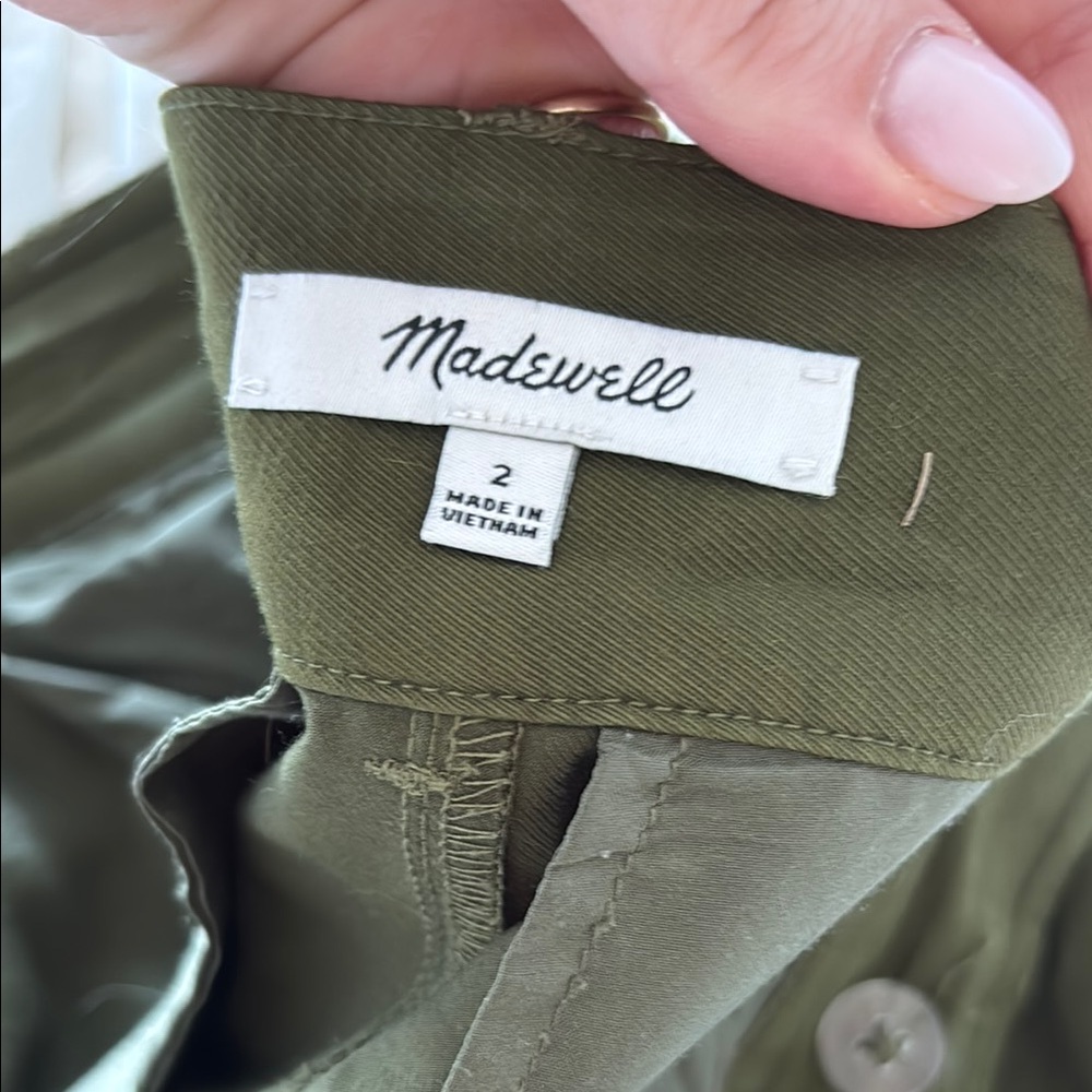 Madewell Olive Green Wide Leg High Waisted Trouser - Picture 2 of 2
